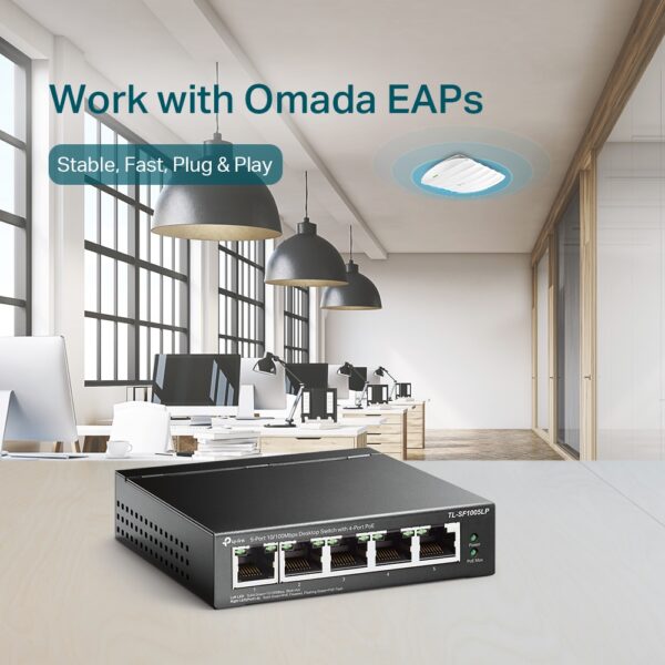 TPlink TL-SF1005LP 5-Port 10/100Mbps Desktop Switch with 4-Port PoE